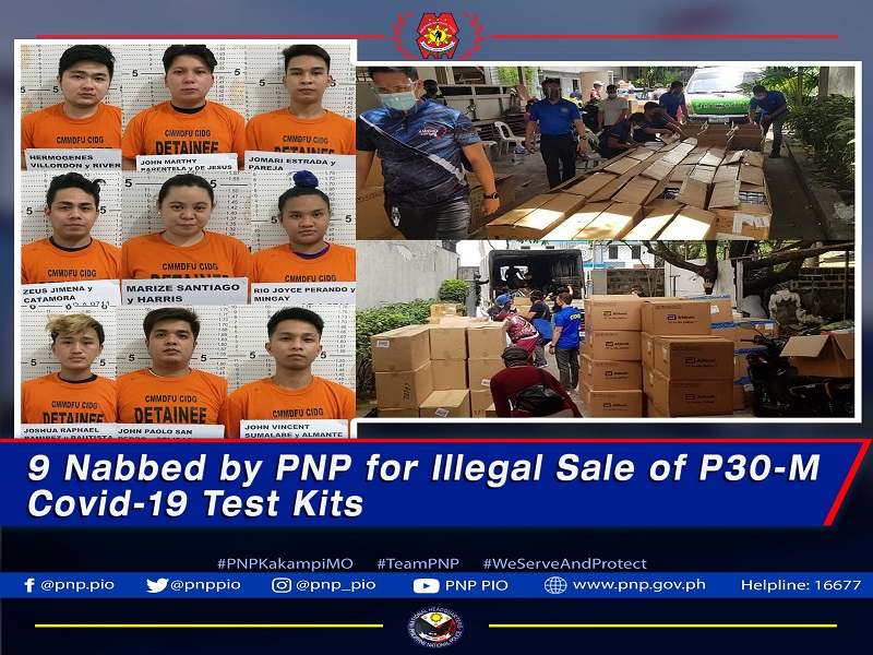 9 arestado sa ilegal na pagbebenta ng COVID-19 test kits