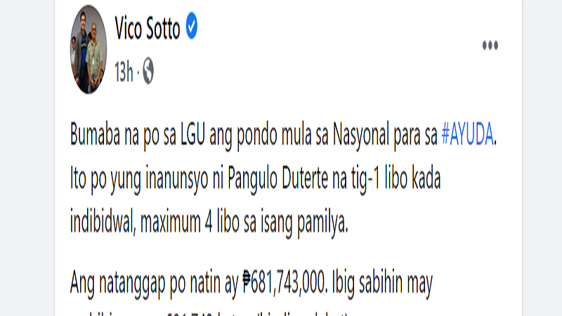 Mahigit 681K na katao sa Pasig City tatanggap ng “ayuda” mula National Government