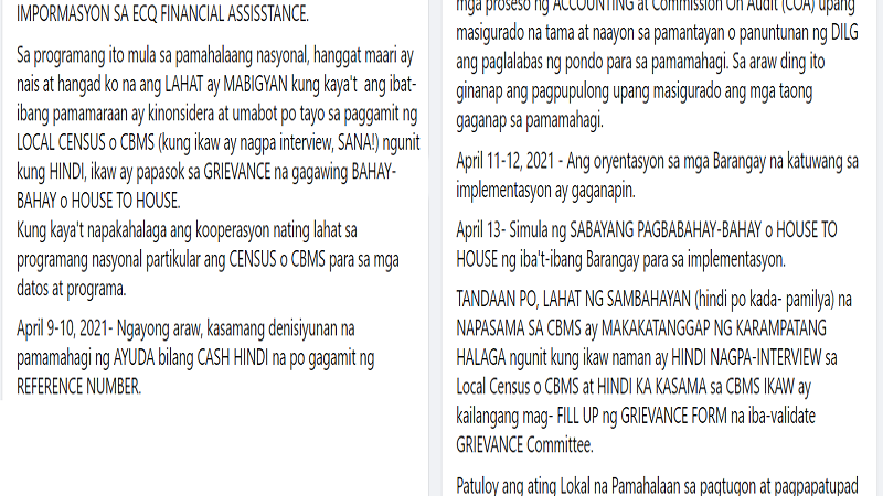 “Ayuda” mula sa national government, bahay-bahay na ipamamahagi sa Montalban, Rizal