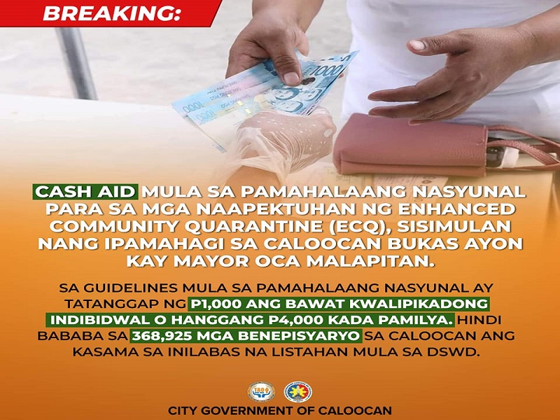 Ayuda mula sa national government ipamamahagi na sa Caloocan simula bukas (Apr. 7)