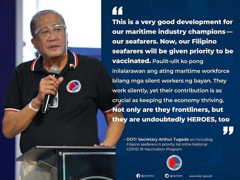 Filipino Seafarers kasama na sa priority list para sa vaccination program ng pamahalaan