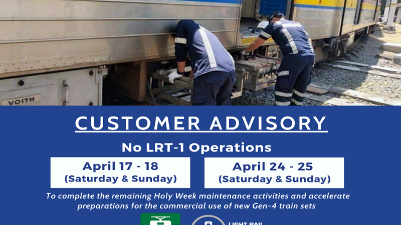 LRT-1 sususpindihin sa susunod na dalawang weekend