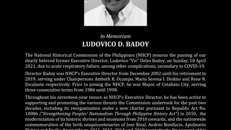 Dating NHCP Executive Director Ludovico Badoy pumanaw matapos tamaan ng COVID-19