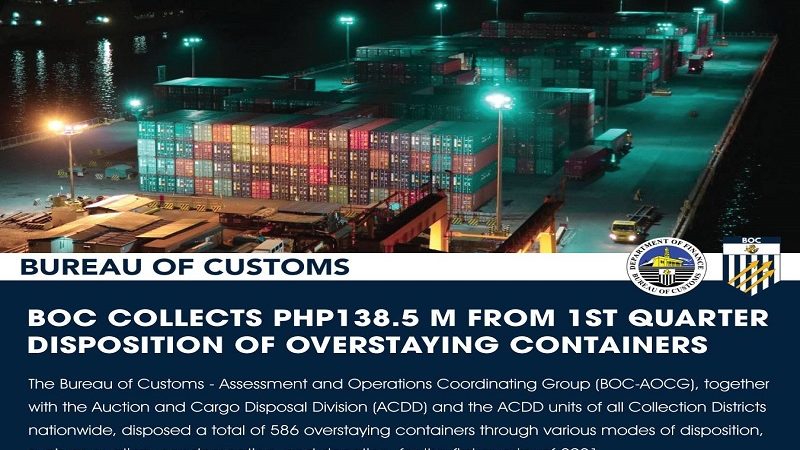 Customs kumita ng P138M sa pag-dispatsa sa mga overstaying containers