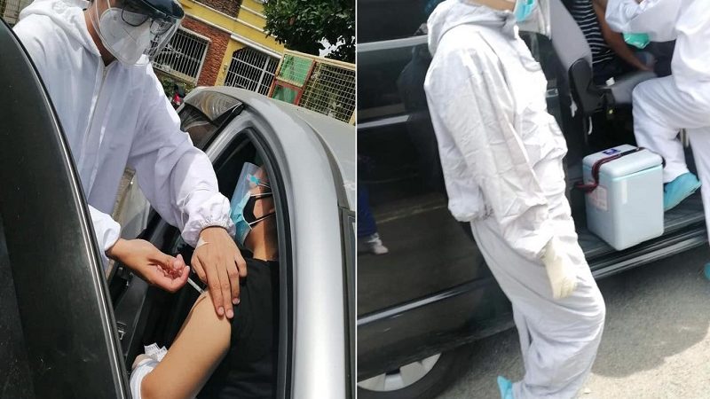 LOOK: Drive-thru vaccination para sa mga senior citizen sa Montalban, Rizal