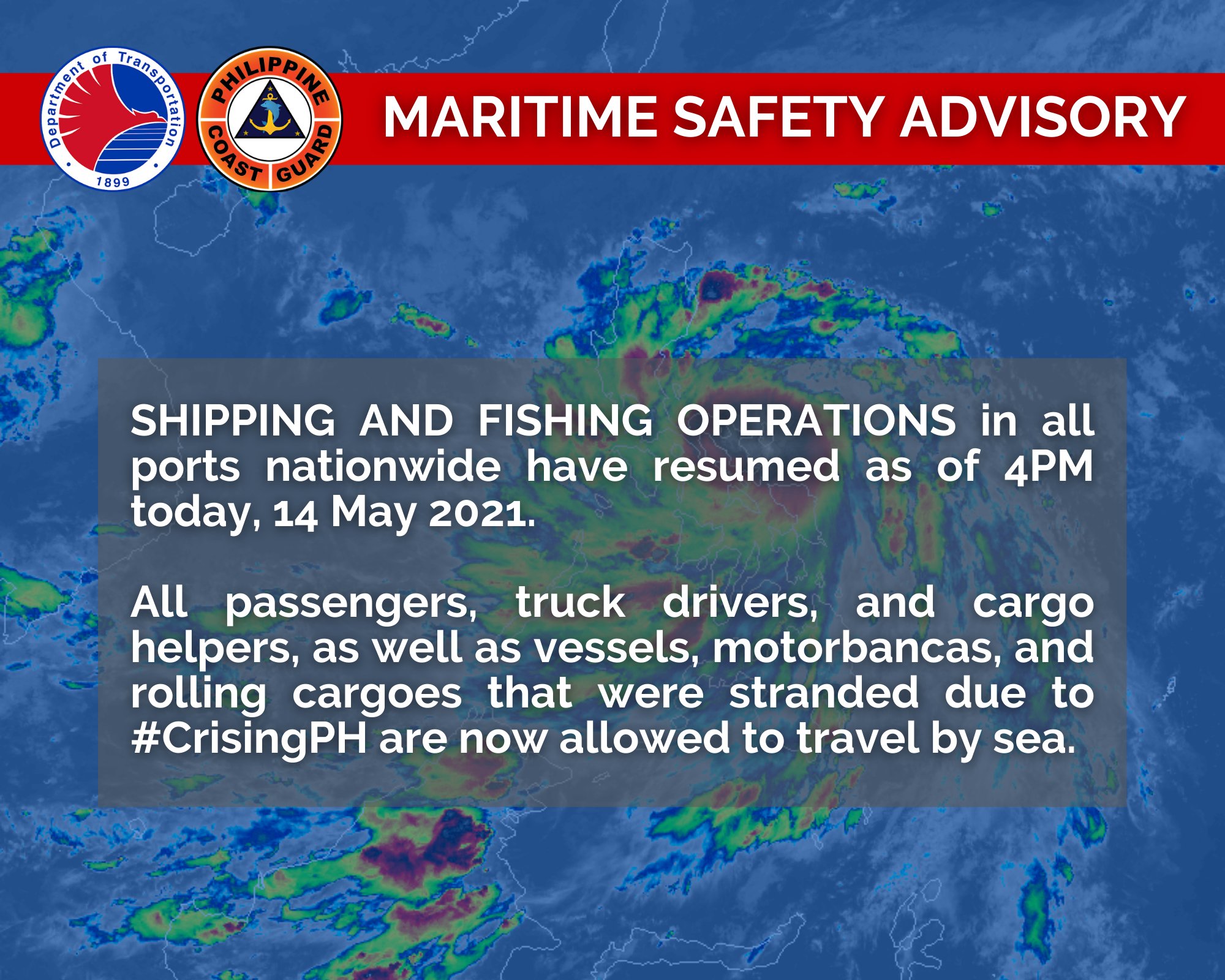 Fishing at shipping operations balik na sa normal ayon sa Coast Guard