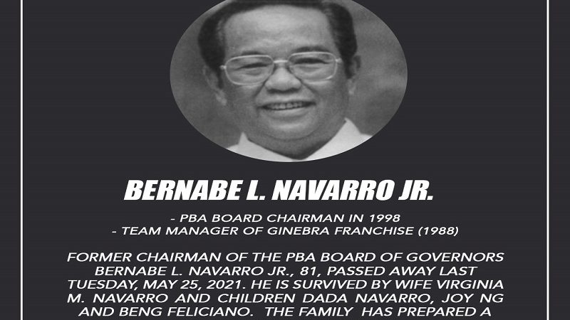 Dating PBA board chairman Ber Navarro Jr., pumanaw sa edad na 81
