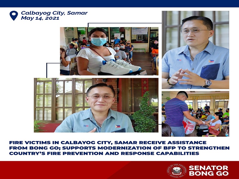 Mga nabiktima ng sunog sa Calbayog City, Samar tumanggap ng tulong mula kay Sen. Bong Go