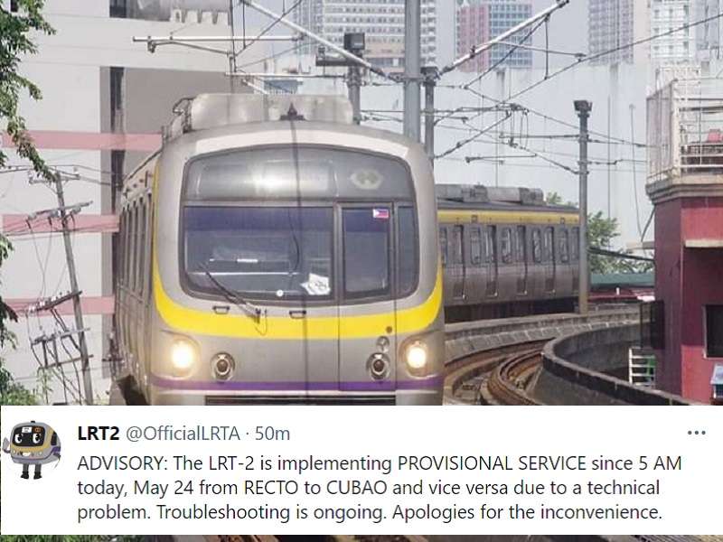 Biyahe ng LRT-2 nagka-aberya; limitadong operasyon ipinatupad