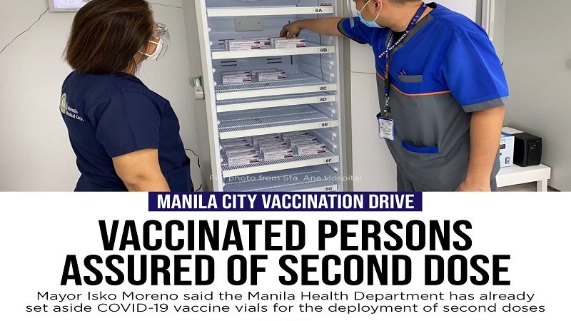 Mga nabakunahan kontra COVID-19 sa Maynila tiyak na makatatanggap ng second dose – Moreno