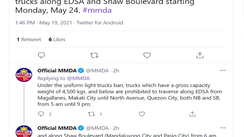 MMDA magpapatupad ng ban sa mga light truck sa EDSA at Shaw Blvd.