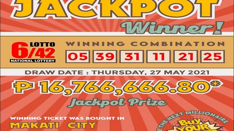 Bettor mula Makati City wagi ng mahigit P16M na jackpot sa lotto