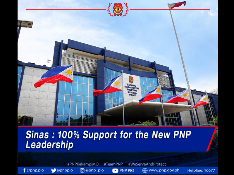 Sinas tiniyak ang 100% support sa bagong PNP Chief