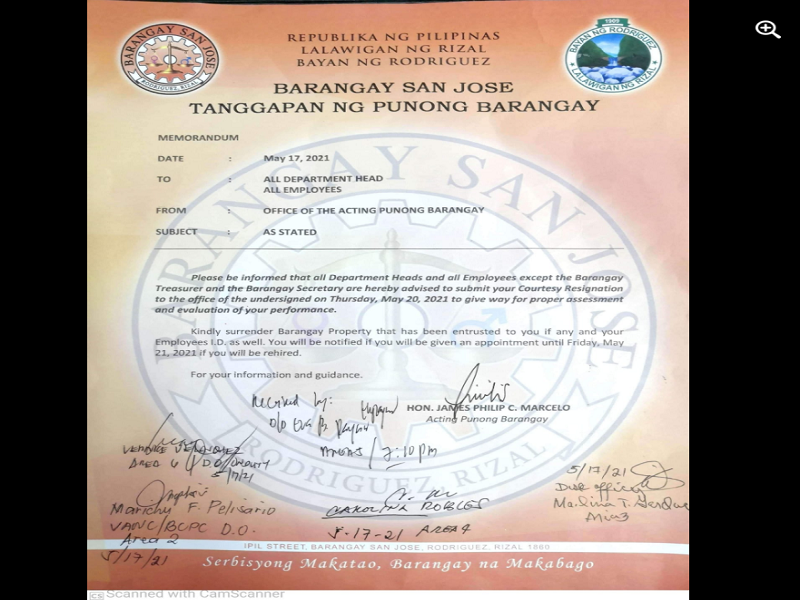 Lahat Ng Empleyado Ng Barangay San Jose Sa Montalban Rizal Pinagbibitiw Sa Pwesto News Flash 2349