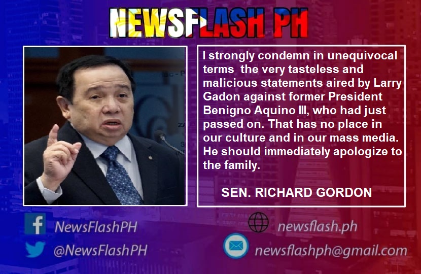 Atty. Larry Gadon dapat patawan ng parusa ng KBP at IBP dahil sa malisyosong pahayag laban kay PNoy ayon kay Sen. Gordon