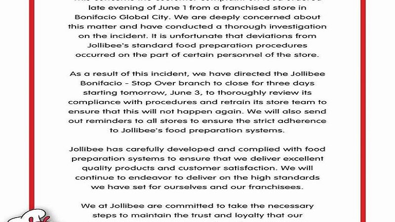 Jollibee Branch sa Bonifacio – Stop Over sa BGC pansamantalang isinara dahil sa “fried towel” issue