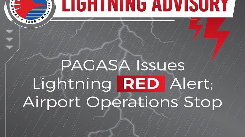 Lightning Red Alert itinaas sa NAIA; operasyon sa paliparan pansamantalang inihinto