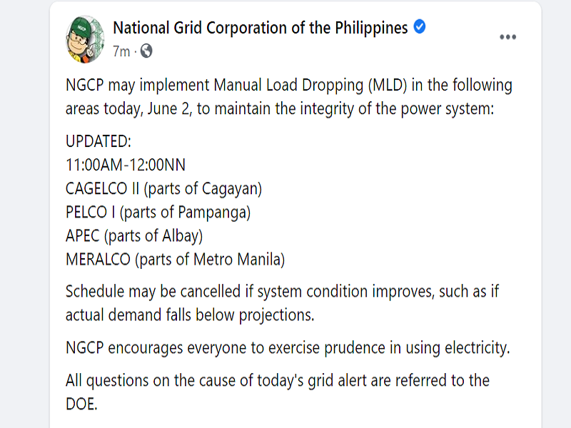 BASAHIN: Mga lugar na maaapektuhan ng rotational brownout sa Luzon ayon sa NGCP