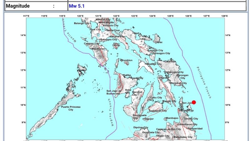 Burgos, Surigao del Norte niyanig ng magnitude 5.1 na lindol