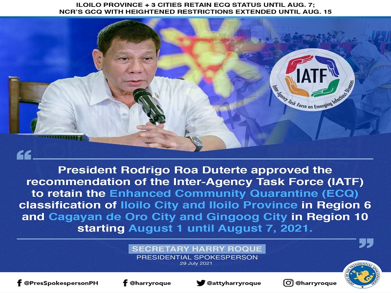 GCQ with heightened restriction sa Metro Manila at iba pang lalawigan pinalawig hanggang August 15