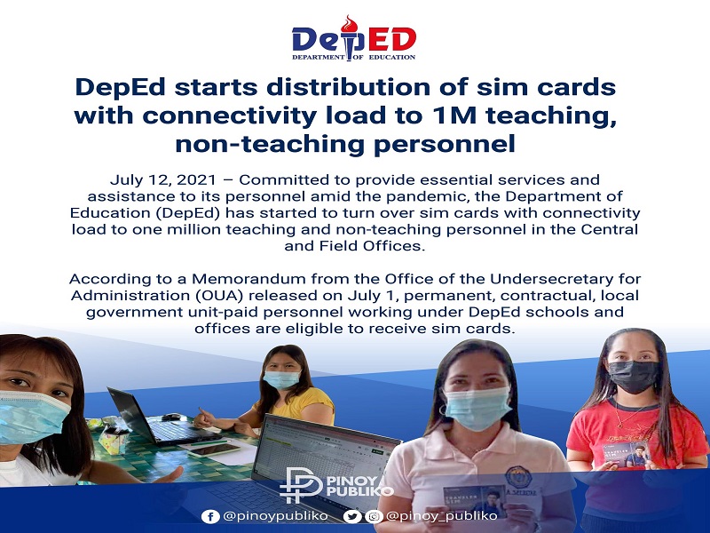 DepEd inumpisahan na ang pamamahagi ng sim cards na may internet connectivity load