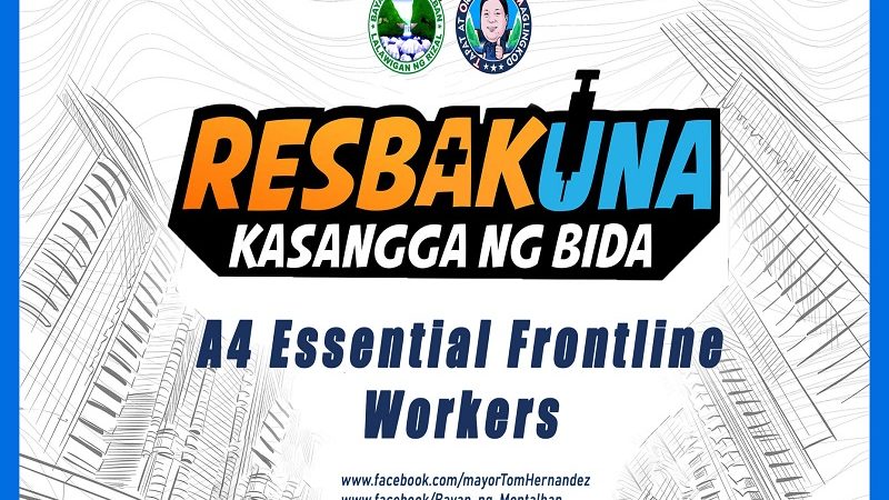 Pagbabakuna sa mga nasa A4 Priority Group sisimulan na sa Montalban