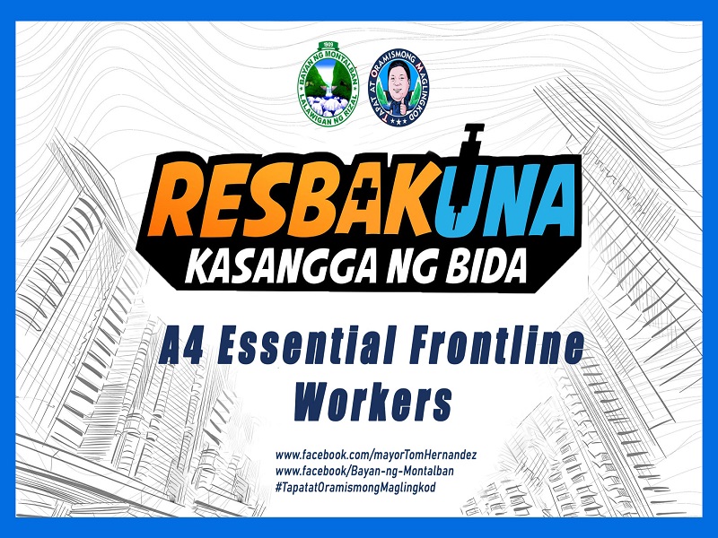 Pagbabakuna sa mga nasa A4 Priority Group sisimulan na sa Montalban