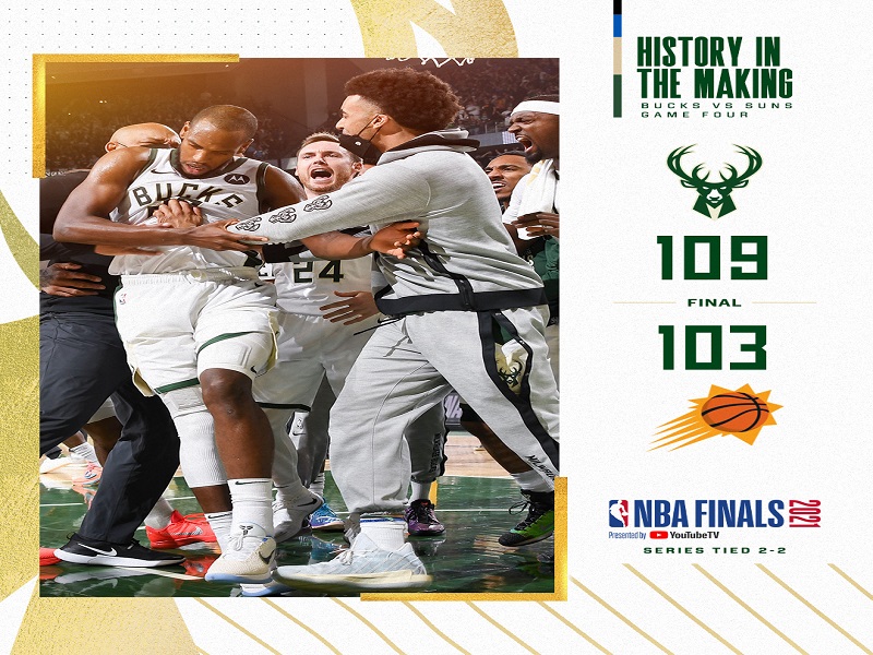 Milwaukee Bucks wagi sa Game 4 ng NBA finals