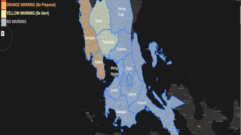 Orange warning itinaas ng PAGASA sa Zambales at Bataan