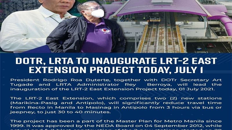 Antipolo at Marikina stations ng LRT-2 magagamit na ng mga pasahero simula sa July 6
