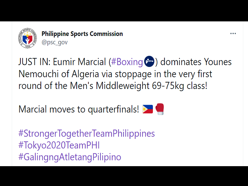 Pinoy boxer Eumir Marcial nakaabante sa quarterfinals