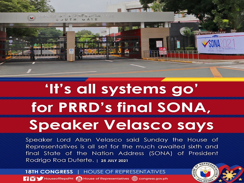 “All systems go” na para sa SONA ni Pangulong Duterte