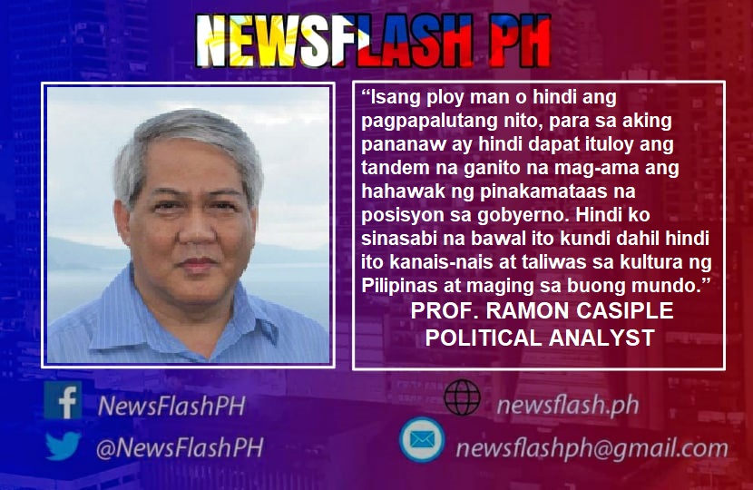 Duterte-Duterte tandem sa 2022 mapanganib hindi lang sa Pilipinas; magdudulot di ng kasiraan sa International Community ayon sa isang political analyst