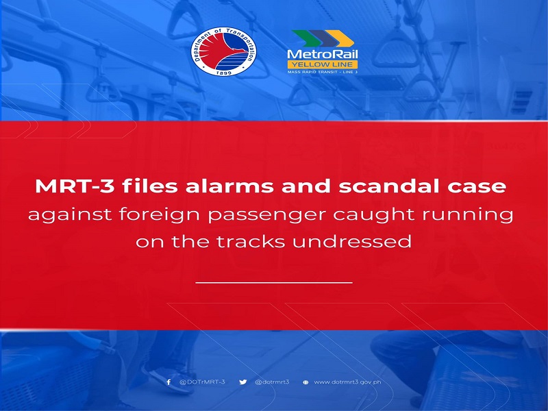 Dayuhan na tumakbo ng hubo’t hubad sa riles ng MRT-3 kakasuhan ng DOTr