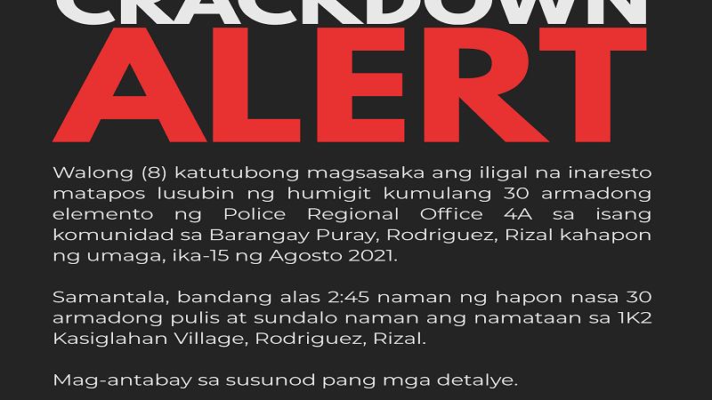 Walong katutubong magsasaka inaresto sa Brgy. Puray, Montalban, Rizal