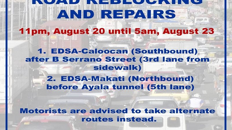 Ilang bahagi ng EDSA isasara ngayong weekend