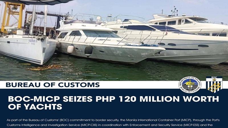 P120M na halaga ng mga yate nakumpiska ng Customs