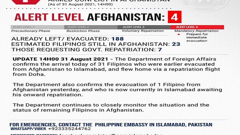 31 Pinoy galing Afghanistan dumating sa bansa