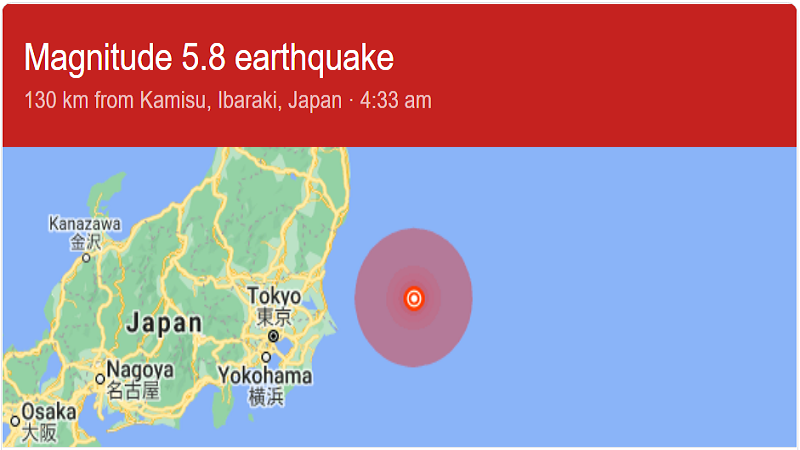 Magnitude 5.8 na lindol tumama sa Japan