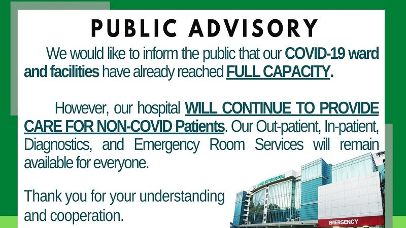 COVID-19 ward ng Las Piñas Doctors Hospital nasa full capacity na