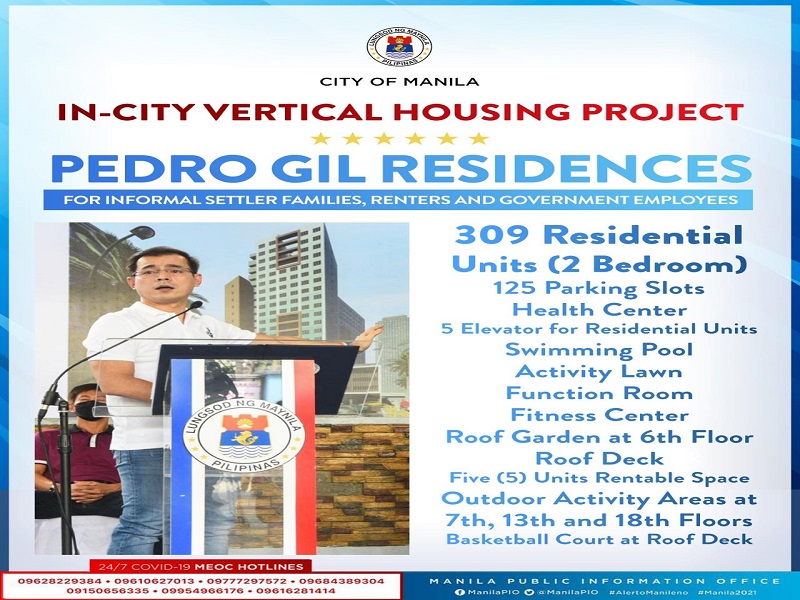Pagtatayo ng 20-storey Pedro Gil Residences para sa mga informal settlers sa Maynila uumpisahan na