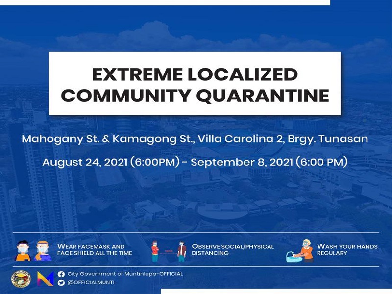 Bahagi ng Villa Carolina sa Brgy. Tunasan, Muntinlupa isinailalim sa Extreme Localized Community Quarantine