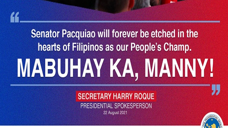 Malakanyang binati si Senator Manny Pacquiao matapos ang laban kay Yordenis Ugas