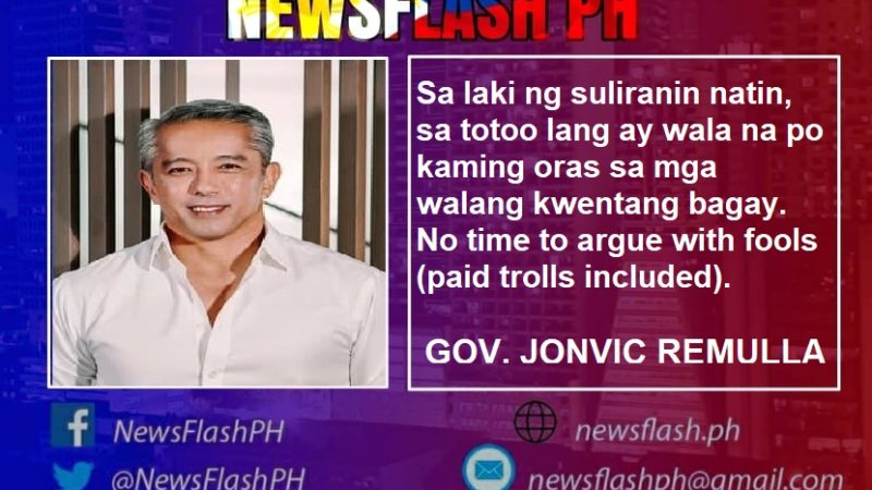 Gov. Remulla: Wala kaming panahon sa “paid trolls”