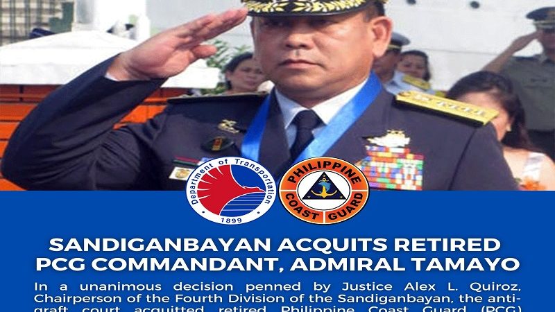 Retired Coast Guard Commandant Admiral Wilfredo pinawalang-sala ng Sandiganbayan sa kasong graft