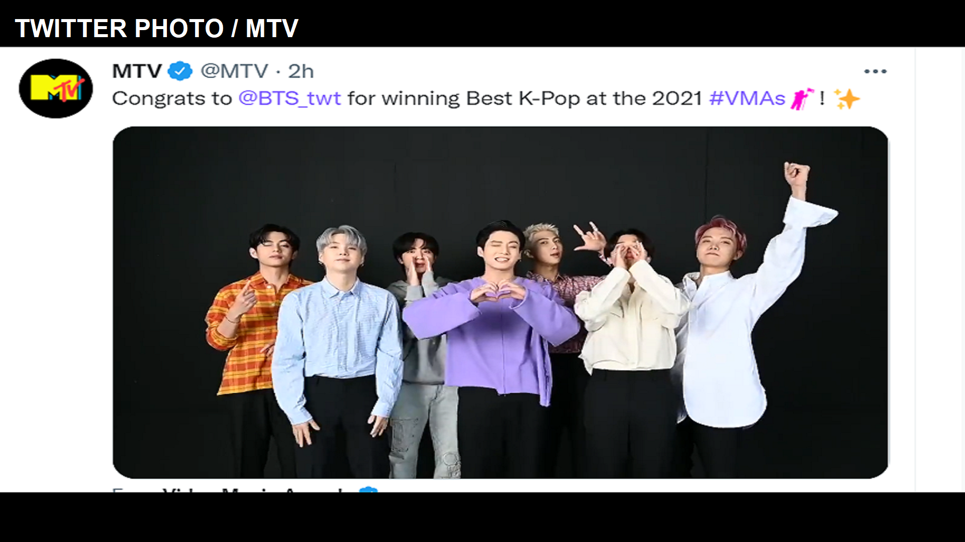 BTS itinanghal na “Group of the Year” at “Best K-Pop” sa Video Music Awards ng MTV.