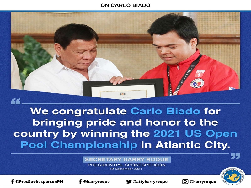 Pinoy Pool player Carlo Biado wagi sa 2021 US Open Pool Championship