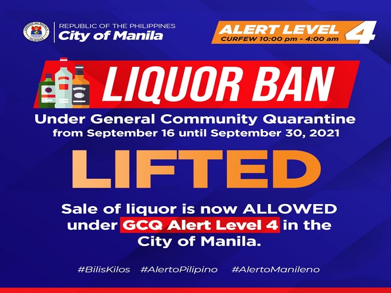 Pagpapatupad ng liquor ban binawi na sa Maynila
