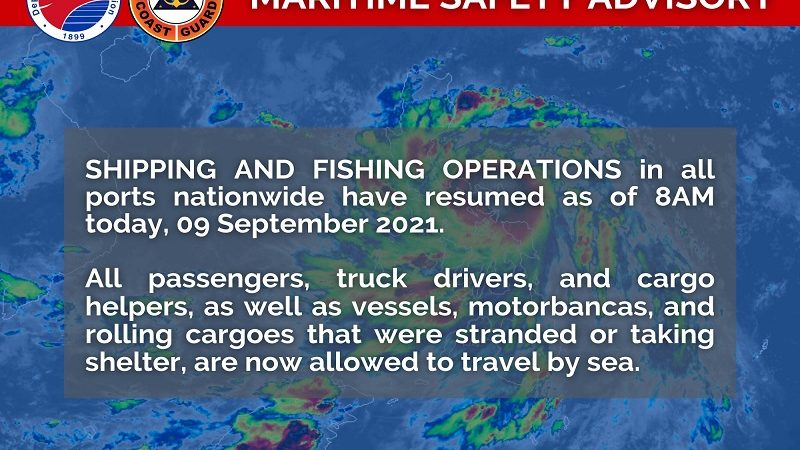 Shipping at fishing operations balik na sa normal