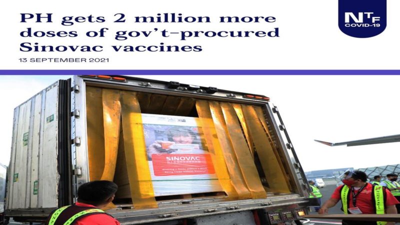 2 million doses pa ng COVID-19 vaccine ng Sinovac dumating sa bansa